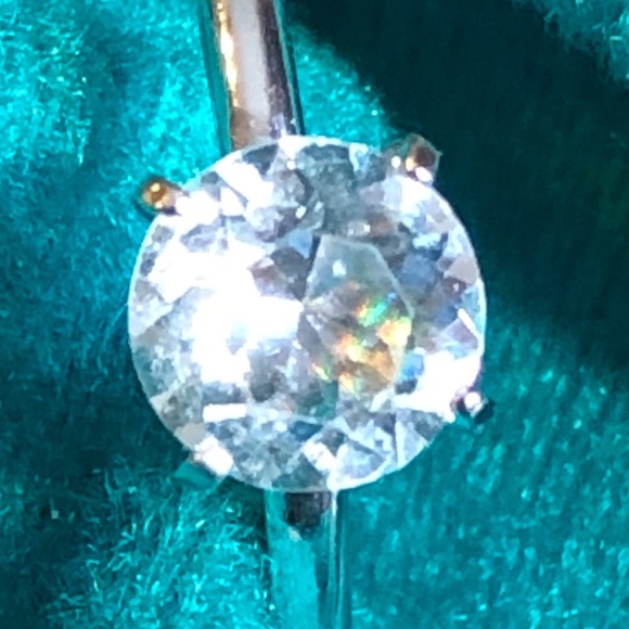Vintage Uncas Vanderbilt Silver Tone round simulated diamond CZ Solitaire SZ 10 - Picture 2 of 14